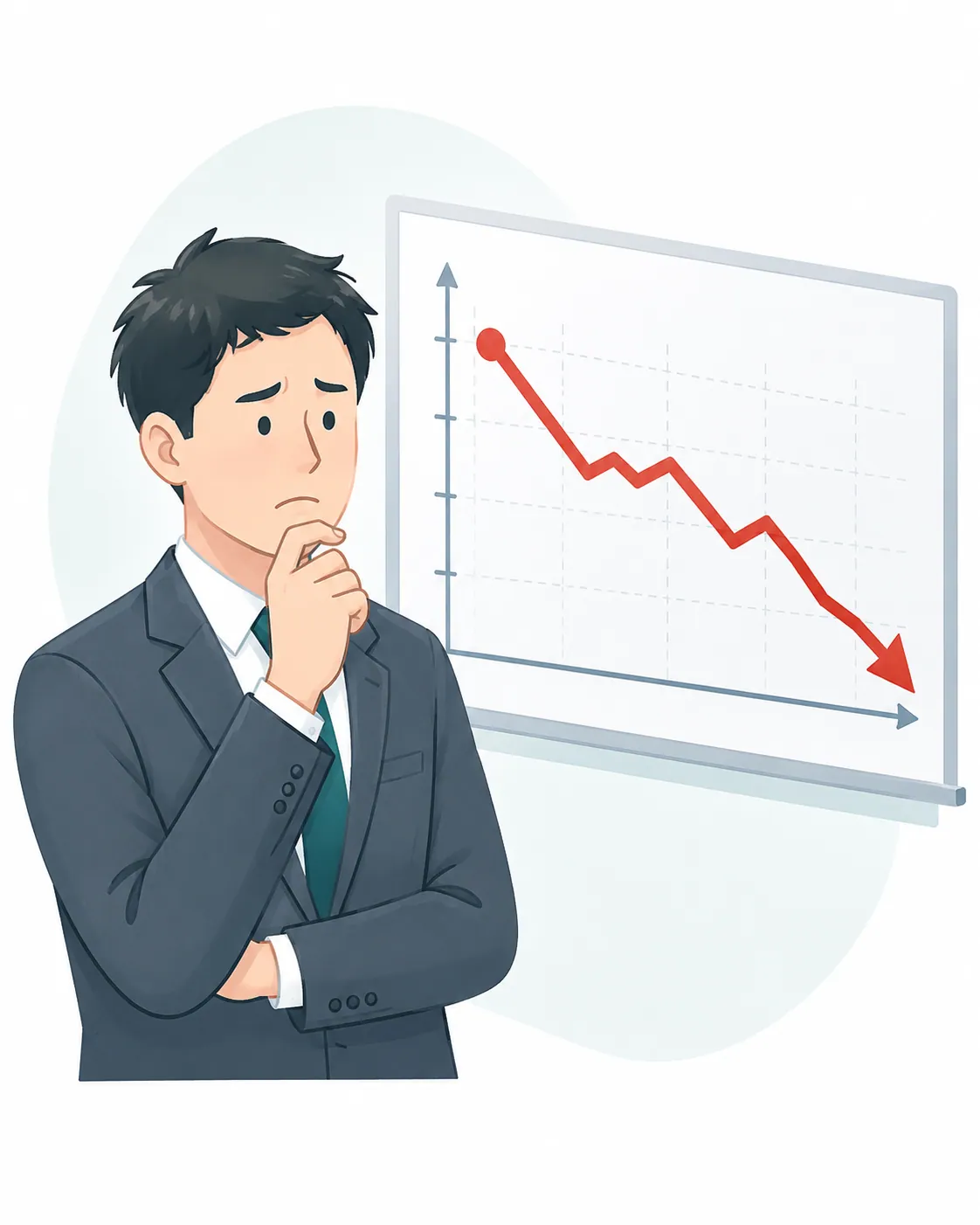 AI導入が成果につながらず悩むビジネスパーソン。