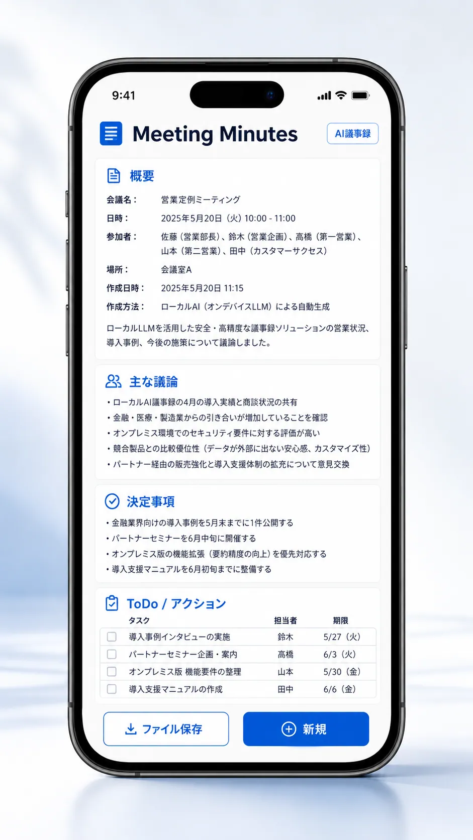 自動生成された議事録の概要・主要議論